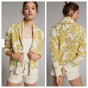 Anthropologie Maeve Pineapple Cream Cardigan